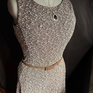 New York & Company Gray with Pink Midi Dress